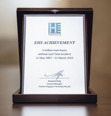 Horizon Terminals - 3 Million Manhours Without Lost Time Incident